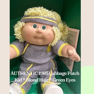 Vintage 1985 Coleco Cabbage Patch Kid Blond Hair, Green Eyes, Birth Certificate